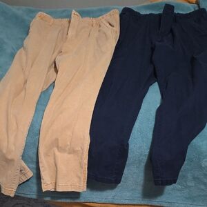 Old Navy Beige And Navy Relaxed Pants